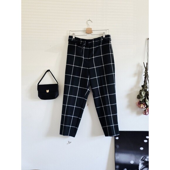 Ann Taylor Pants - Anne Taylor Dress Pants Womans 10p M Dark Green Plaid Waist Tie Straight Leg